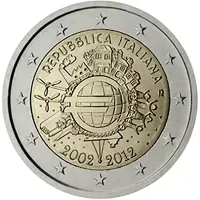 Moneda de 2 euros conmemorativos Italia 2012 - 10 Aniversario de las Monedas y Billetes de Euro