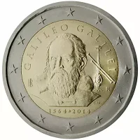 Moneda de 2 euros conmemorativos Italia 2014 - 450 aniversario del Nacimiento de Galileo Galilei