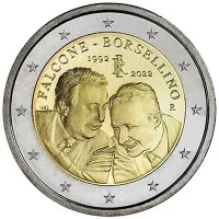 Moneda de 2 euros conmemorativos Italia 2022 - 30 aniversario de la Muerte de Giovanni Falcone y Paolo Borsellino