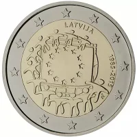 Moneda de 2 euros conmemorativos Letonia 2015 - 30 Aniversario de la Bandera de la Unión Europea