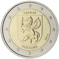 Moneda de 2 euros conmemorativos Letonia 2016 - Región de Vidzeme