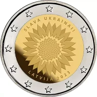 Moneda de 2 euros conmemorativos Letonia 2023 - Girasol para Ucrania