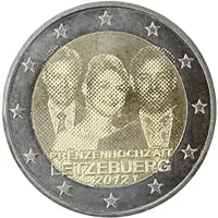 Moneda de 2 euros conmemorativos Luxemburgo 2012 - Boda del Príncipe Guillermo y la Condesa Estefanía de Lannoy