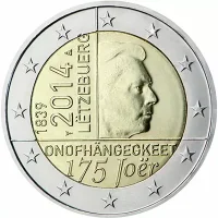 Moneda de 2 euros conmemorativos Luxemburgo 2014 - 175 aniversario de la Independencia de Luxemburgo