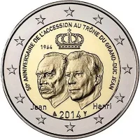 Moneda de 2 euros conmemorativos Luxemburgo 2014 - 50 aniversario de la llegada al Trono del Gran Duque Jean