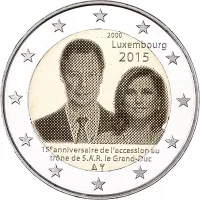 Moneda de 2 euros conmemorativos Luxemburgo 2015 - 15 aniversario de la llegada al Trono del Gran Duque Enrique