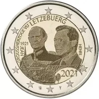 Moneda de 2 euros conmemorativos Luxemburgo 2021 - 100 aniversario del Nacimiento del Gran Duque Jean (versión foto)