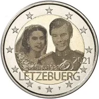 Moneda de 2 euros conmemorativos Luxemburgo 2021 - 40 aniversario de matrimonio del Gran Duque Enrique (versión foto)