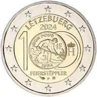 Moneda de 2 euros conmemorativos Luxemburgo 2024 - 100 aniversario de las monedas con la imagen del Feierstëppler