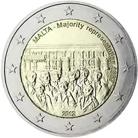 Moneda de 2 euros conmemorativos Malta 2012 - Representación mayoritaria en 1887 (Historia Constitucional)