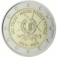 Moneda de 2 euros conmemorativos Malta 2014 - 200 aniversario de la Fuerza Policial de Malta