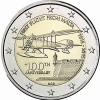 Moneda de 2 euros conmemorativos Malta 2015 - 100 aniversario del Primer Vuelo desde Malta