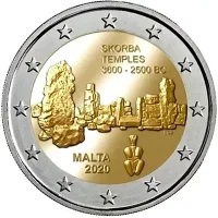 Moneda de 2 euros conmemorativos Malta 2020 - Templos de Skorba (Sitios Prehistóricos de Malta)