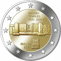 Moneda de 2 euros conmemorativos Malta 2021 - Templos de Tarxien (Sitios Prehistóricos de Malta)