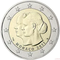 Moneda de 2 euros conmemorativos Mónaco 2011 - Boda del Príncipe Alberto y Charlene