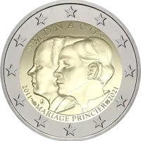 Moneda de 2 euros conmemorativos Mónaco 2021 - 10 aniversario de la Boda del Príncipe Alberto II y la Princesa Charlene