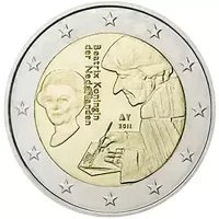 Moneda de 2 euros conmemorativos Países Bajos 2011 - 500 aniversario del "Elogio de la Locura" de Erasmo de Róterdam