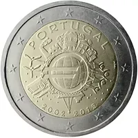 Moneda de 2 euros conmemorativos Portugal 2012 - 10 Aniversario de las Monedas y Billetes de Euro