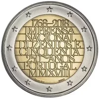 Moneda de 2 euros conmemorativos Portugal 2018 - 250 aniversario de la Oficina Nacional de Imprenta