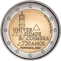 Moneda de 2 euros conmemorativos Portugal 2020 - 730 aniversario de la Universidad de Coímbra