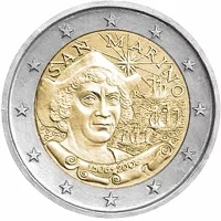 Moneda de 2 euros conmemorativos San Marino 2006 - 500 aniversario de la Muerte de Cristóbal Colón