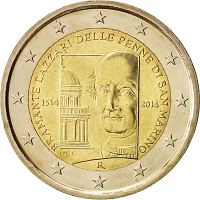 Moneda de 2 euros conmemorativos San Marino 2014 - 500 aniversario de la Muerte de Donato Bramante