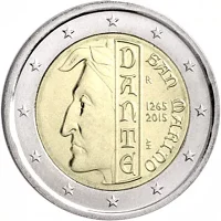 Moneda de 2 euros conmemorativos San Marino 2015 - 750 aniversario del Nacimiento de Dante Alighieri