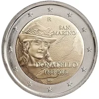 Moneda de 2 euros conmemorativos San Marino 2016 - 550 aniversario de la Muerte de Donatello