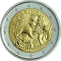 Moneda de 2 euros conmemorativos San Marino 2018 - 500 aniversario del Nacimiento de Tintoretto