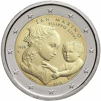 Moneda de 2 euros conmemorativos San Marino 2019 - 550 aniversario de la Muerte de Filippo Lippi