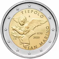 Moneda de 2 euros conmemorativos San Marino 2020 - 250 aniversario de la Muerte de Giambattista Tiepolo