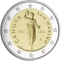 Moneda de 2 euros conmemorativos San Marino 2022 - 200 aniversario de la Muerte de Antonio Canova