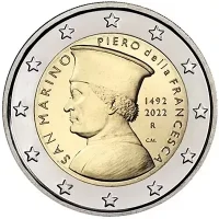 Moneda de 2 euros conmemorativos San Marino 2022 - 530 aniversario de la Muerte de Piero della Francesca