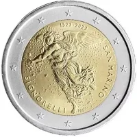 Moneda de 2 euros conmemorativos San Marino 2023 - 500 aniversario de la Muerte de Luca Signorelli