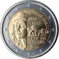 Moneda de 2 euros conmemorativos Vaticano 2020 - 500 Aniversario de la Muerte de Rafael Sanzio