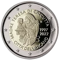 Moneda de 2 euros conmemorativos Vaticano 2022 - 25 Aniversario de la Muerte de la Madre Teresa de Calcuta