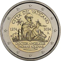 Moneda de 2 euros conmemorativos Vaticano 2024 - 750 Aniversario de la Muerte de Tomás de Aquino