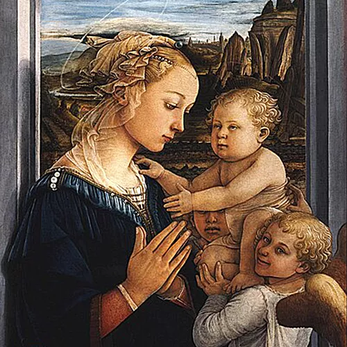 La Virgen con el Niño y dos ángeles, de Filippo Lippi, Galería Uffizi, Wikimedia Commons