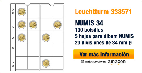 Hojas Leuchtturm NUMIS 34 para Monedas de 2 euros