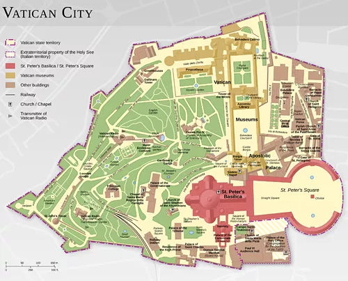 Mapa de la Ciudad del Vaticano, ©Thoroe, Wikimedia Commons