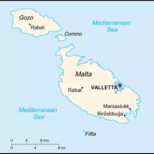 Mapa de Malta, ©CIA, Wikimedia Commons