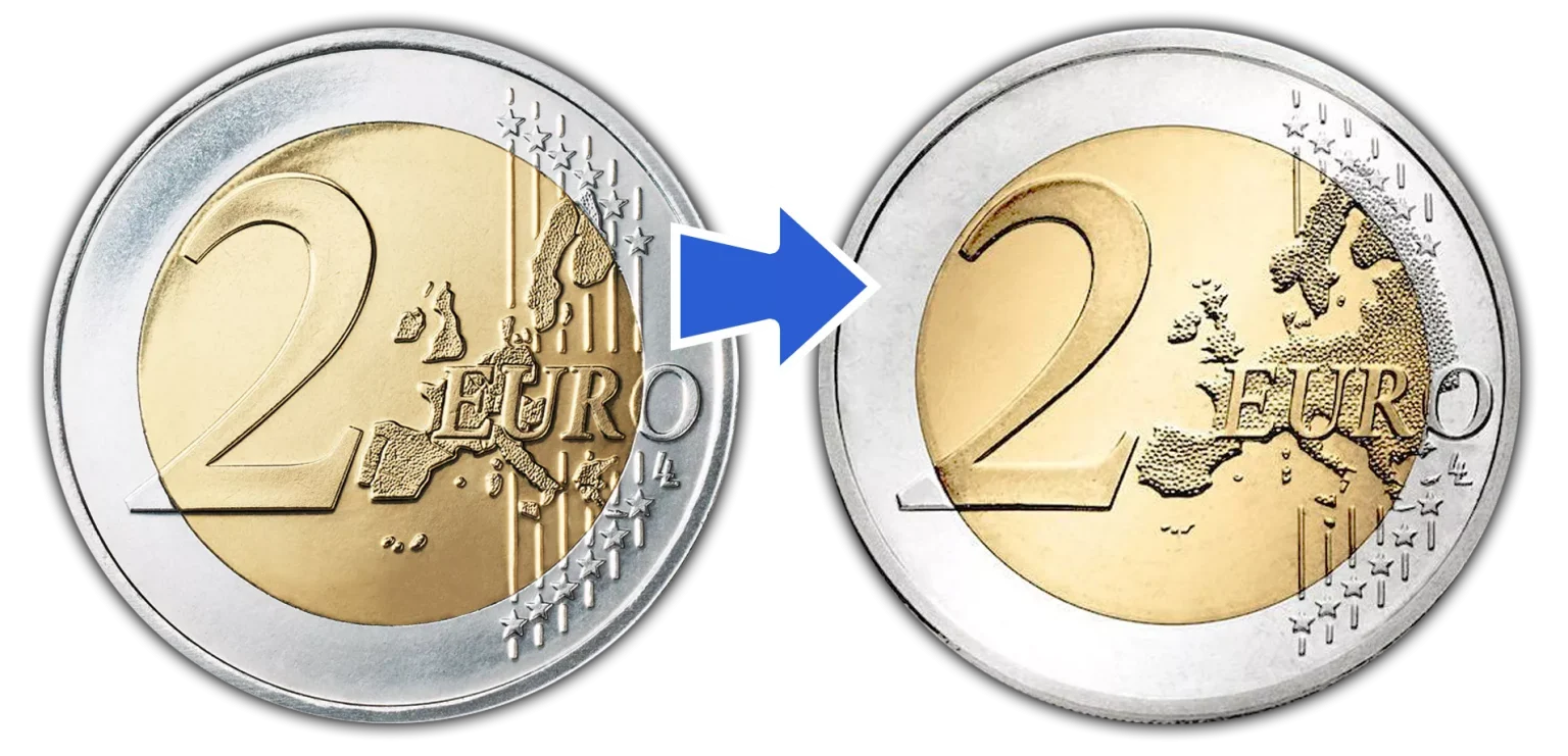 Cambio de diseño en las Monedas de 2 euros (Mapa Viejo - Mapa Nuevo)