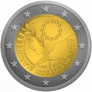 Finalista en el Concurso para la moneda de 2 euros conmemorativa, dedicada a la Bandera Europea, acuñada en 2015. Diseño: Italia.