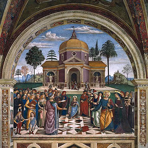 Pinturicchio. Spello. Capilla Baglioni, Disputa de Jesús con los doctores, Wikimedia Commons